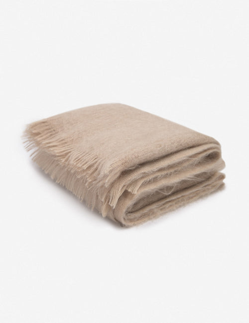 #color::blush | Aimee mohair blush wool throw blanket with fringe ends