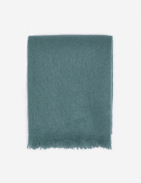 #color::blue | Aimee mohair blue wool throw blanket with fringe ends