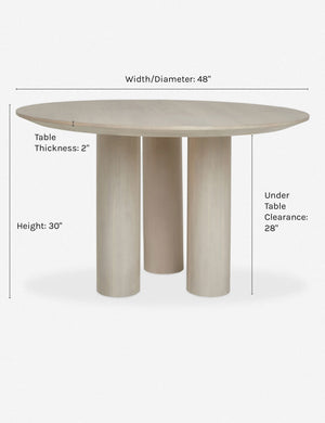 Dimensions on the Mojave Round Dining Table