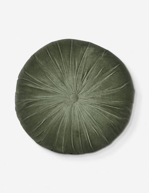 Monroe moss green velvet round pillow