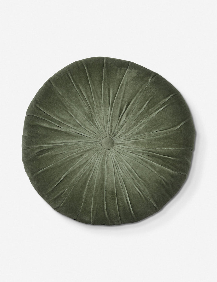 #color::moss | Monroe moss green velvet round pillow