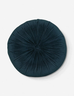 Monroe navy blue velvet round pillow