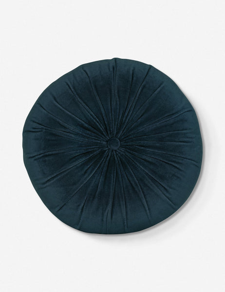 #color::navy | Monroe navy blue velvet round pillow