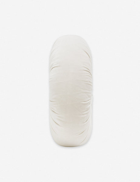 #color::oyster | Side view of the Monroe oyster white velvet round pillow