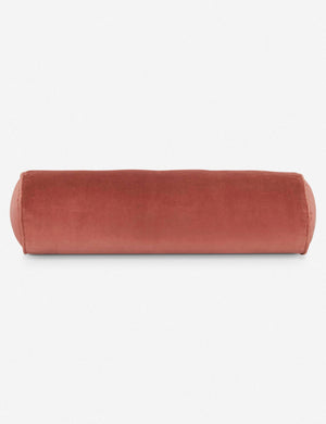 Sabine coral velvet cylindrical bolster pillow
