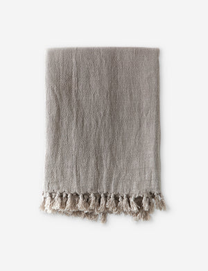 Montauk natural linen blanket with tasseled ends by pom pom at home