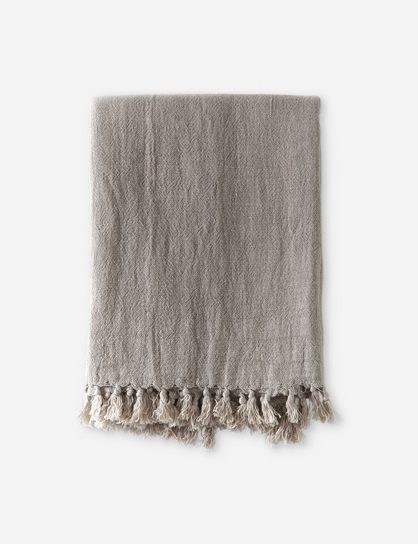 #color::natural #size::110--x-90- #size::90--x-90- | Montauk natural linen blanket with tasseled ends by pom pom at home