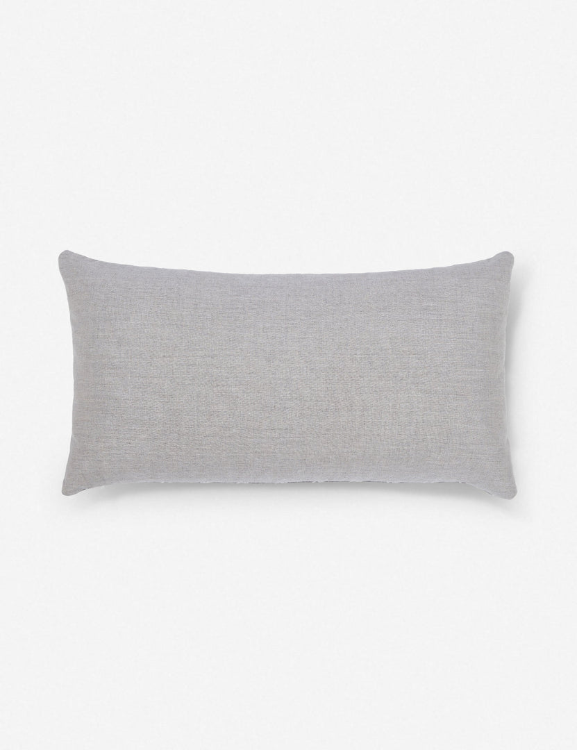 | Rear view of the Montrose Indoor and Outdoor gray, paisley patterned Lumbar Pillow by Sunbrella for Lulu and Georgia