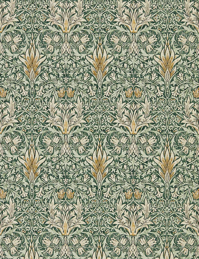 Morris & Co. Snakeshead Wallpaper, Forest/Thyme Swatch