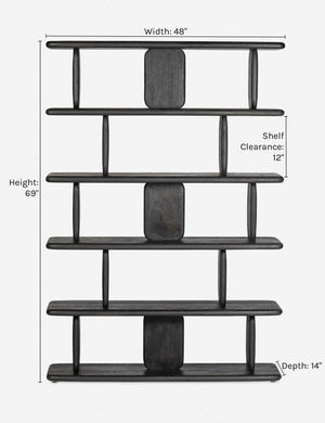 Dimensions on the Nera black solid wood sculptural bookcase