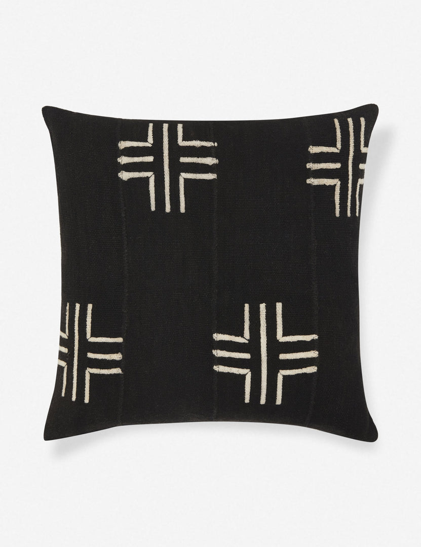 | Nico black handmade mudcloth throw pillow with an alternating x-motif pattern