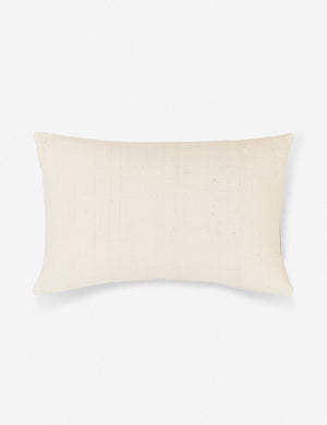 Norala solid white handmade lumbar throw pillow with a hidden zipper and natural linen backing