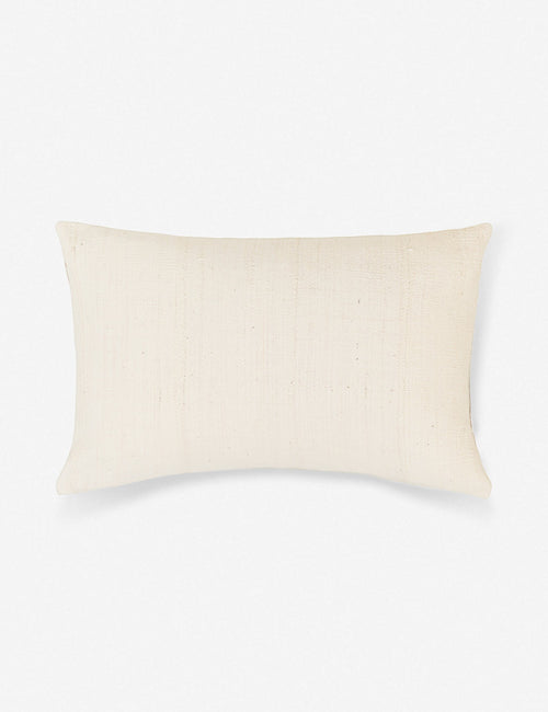 #size::14--x-22- | Norala solid white handmade lumbar throw pillow with a hidden zipper and natural linen backing