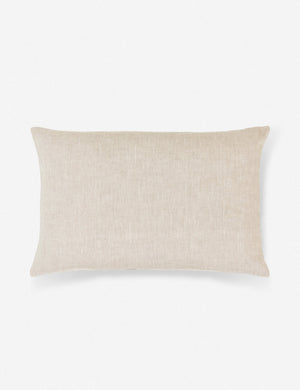 The natural linen backing on the Norala solid white handmade lumbar throw pillow