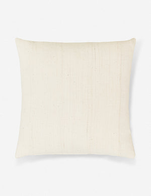 Norala solid white handmade square throw pillow with a hidden zipper and natural linen backing