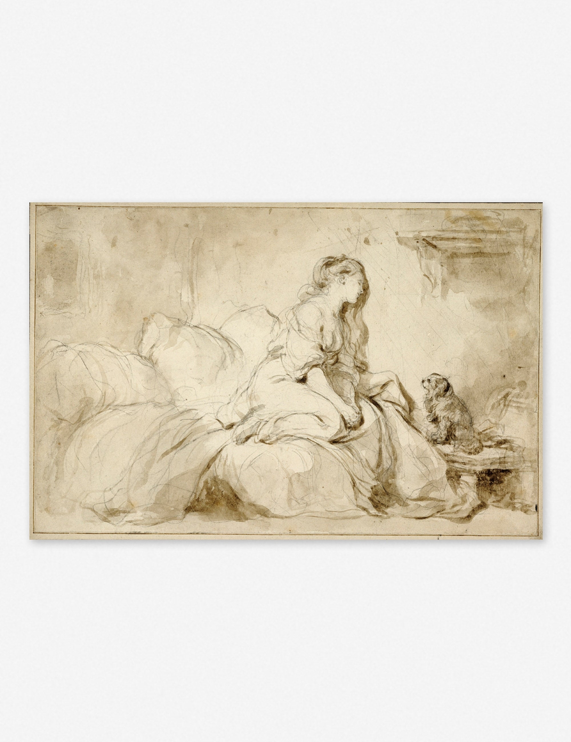 #size::15--x-10- #size::165--x-115- #color::unframed #size::30--x-20- #size::315--x-215- | Oh! IF Only He Were as Faithful to Me black chalk and brush Wall Art by Jean-Honoré Fragonard