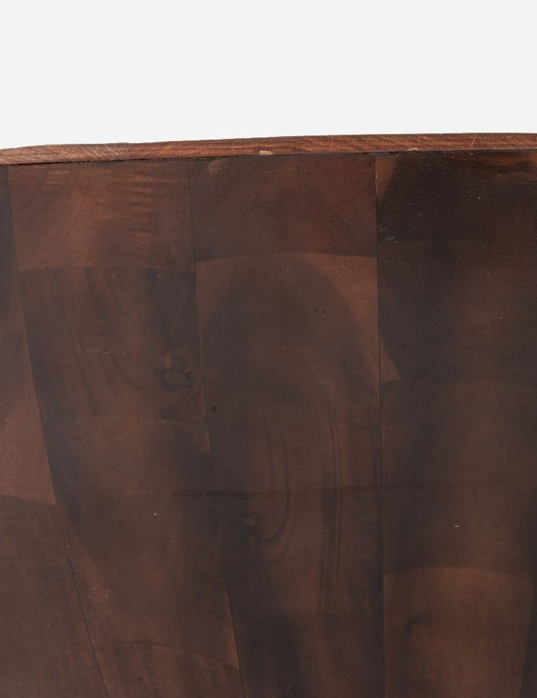 | Close-up of the side of the Orseline wooden round coffee table