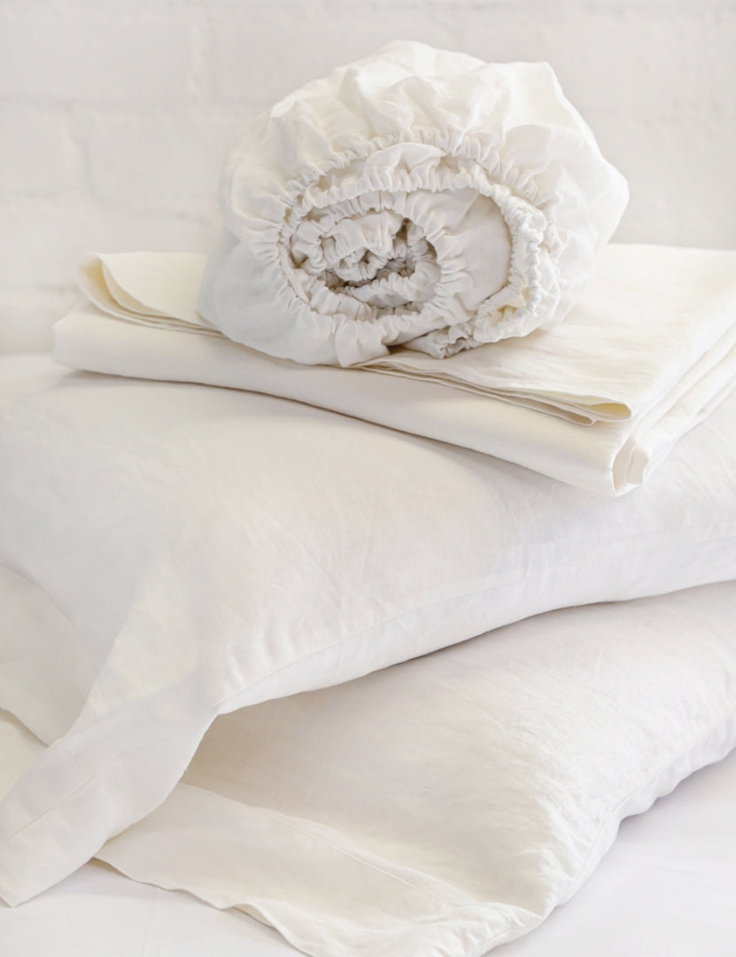 #color::cream #size::cal-king #size::king #size::queen #size::twin | Cream Linen Sheet Set by Pom Pom at Home