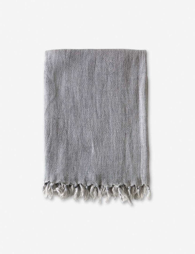 #color::ocean #size::110--x-90- #size::90--x-90- | Montauk ocean linen blanket with tasseled ends by pom pom at home