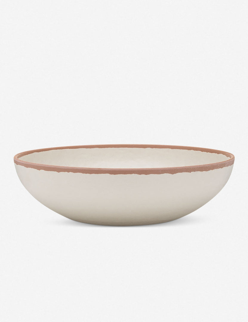 | Tara Melamine and bamboo white Serving Bowl with a terracotta rim