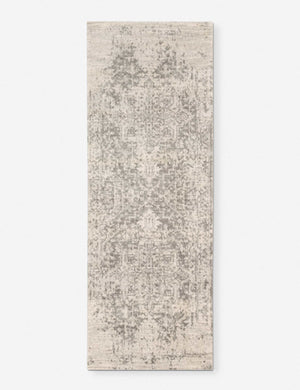 Prisha bohemian style distressed stone gray rug in its runner size