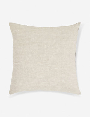 View of the gray linen back of the Rainey mudcloth black and white pillow with a hidden zipper