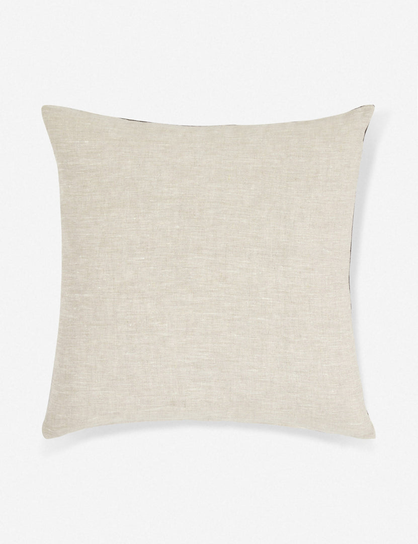 #color::black | View of the gray linen back of the Rainey mudcloth black and white pillow with a hidden zipper 