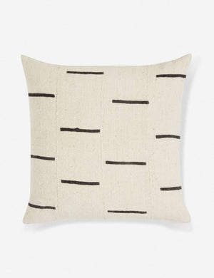 Rainey mudcloth ivory and black pillow with a hidden zipper and gray linen back