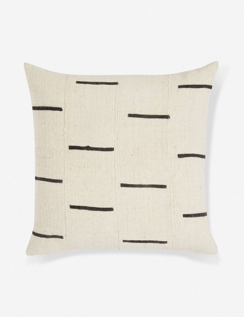 #color::ivory | Rainey mudcloth ivory and black pillow with a hidden zipper and gray linen back