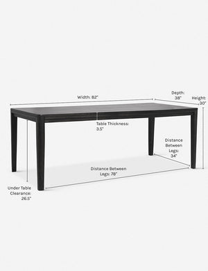 Dimensions on the Reese black mango wood rectangular dining table.