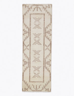 Rehya neutral geometric wool patterned runner rug
