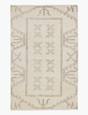 Rehya neutral geometric wool patterned rug