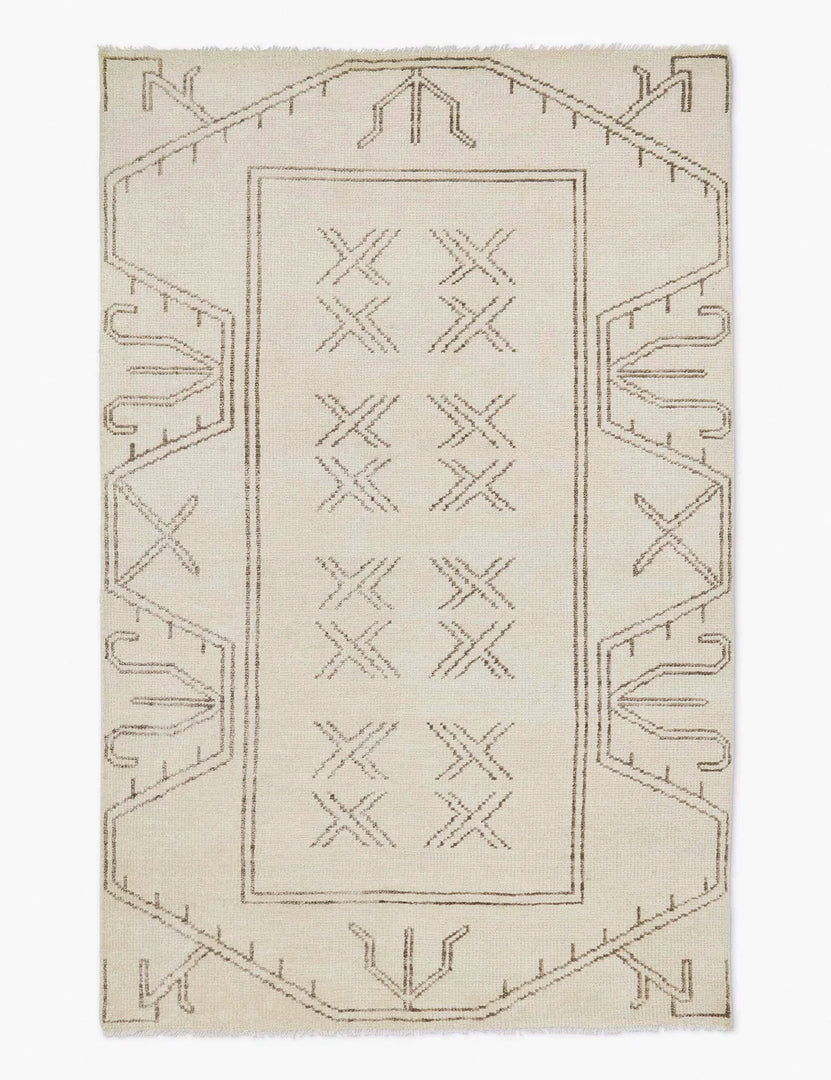 #size::5--x-8- | Rehya neutral geometric wool patterned rug