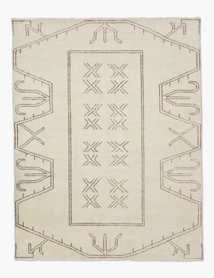 Rehya neutral geometric wool patterned rug