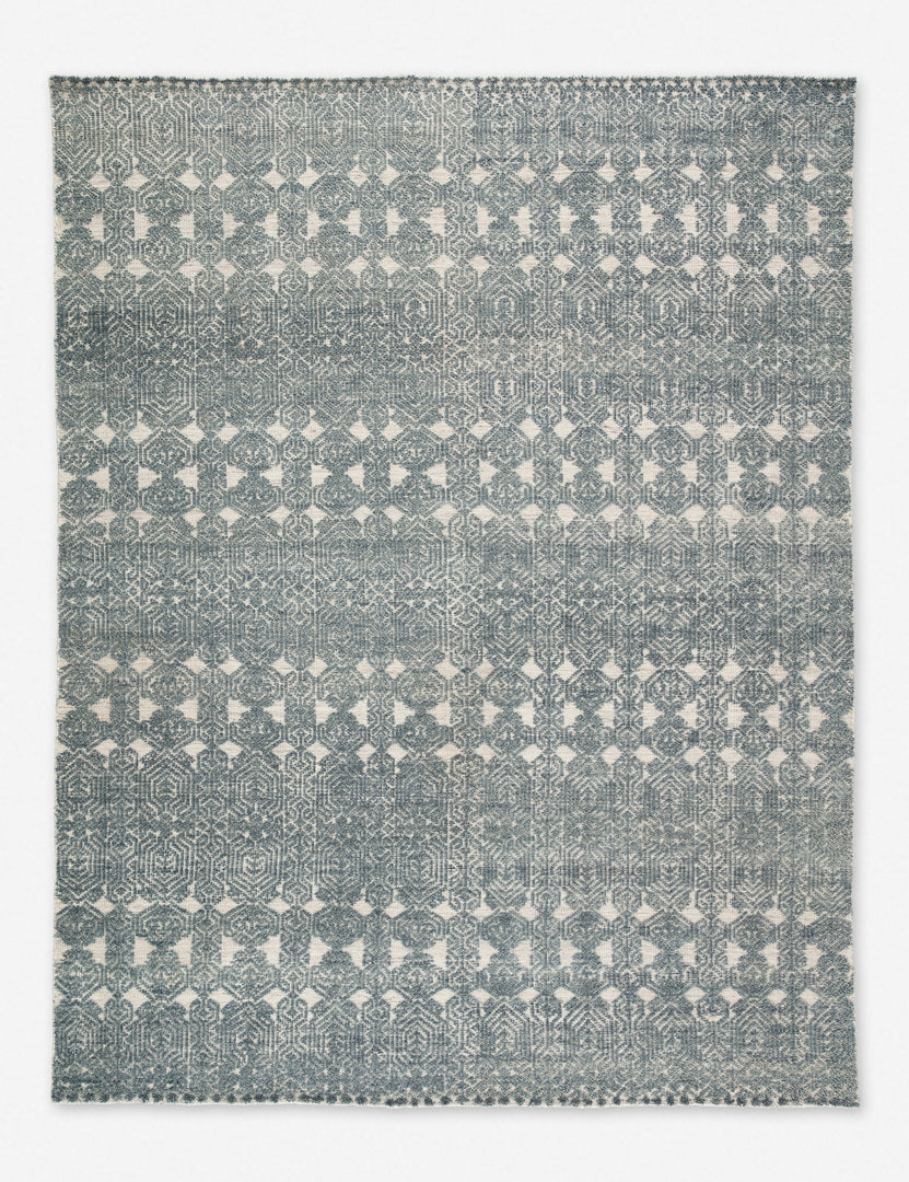 #size::5--x-8- #size::8--x-11- #color::teal-and-light-gray #size::9--x-13- | Carleigh hand-knotted blue-gray patterned Rug