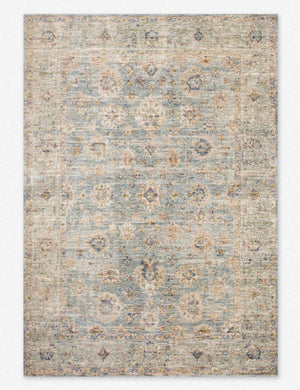 Maven vintage-inspired floral blue and natural toned distressed rug