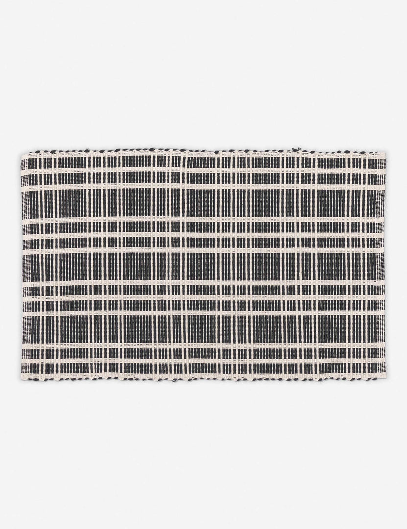 #size::1-9--x-2-10- | Rika black and white cotton machine washable mat with checkerboard pattern
