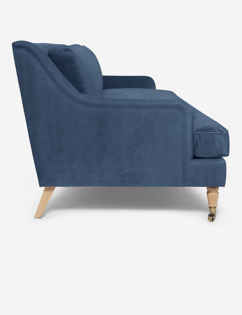 #size::72-W #size:84-W #color::harbor #size::96-W | Side of the Rivington Harbor Blue Velvet sofa