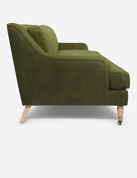 #size::72-W #size:84-W #color::jade #size::96-W | Side of the Rivington Jade Green Velvet sofa
