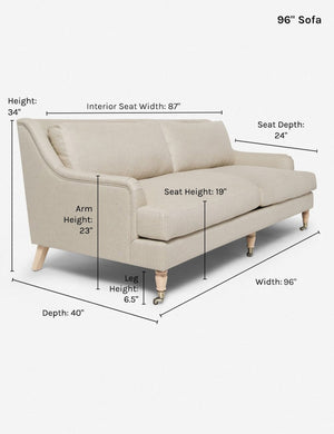 Dimensions on the 96 inch Rivington Sofa