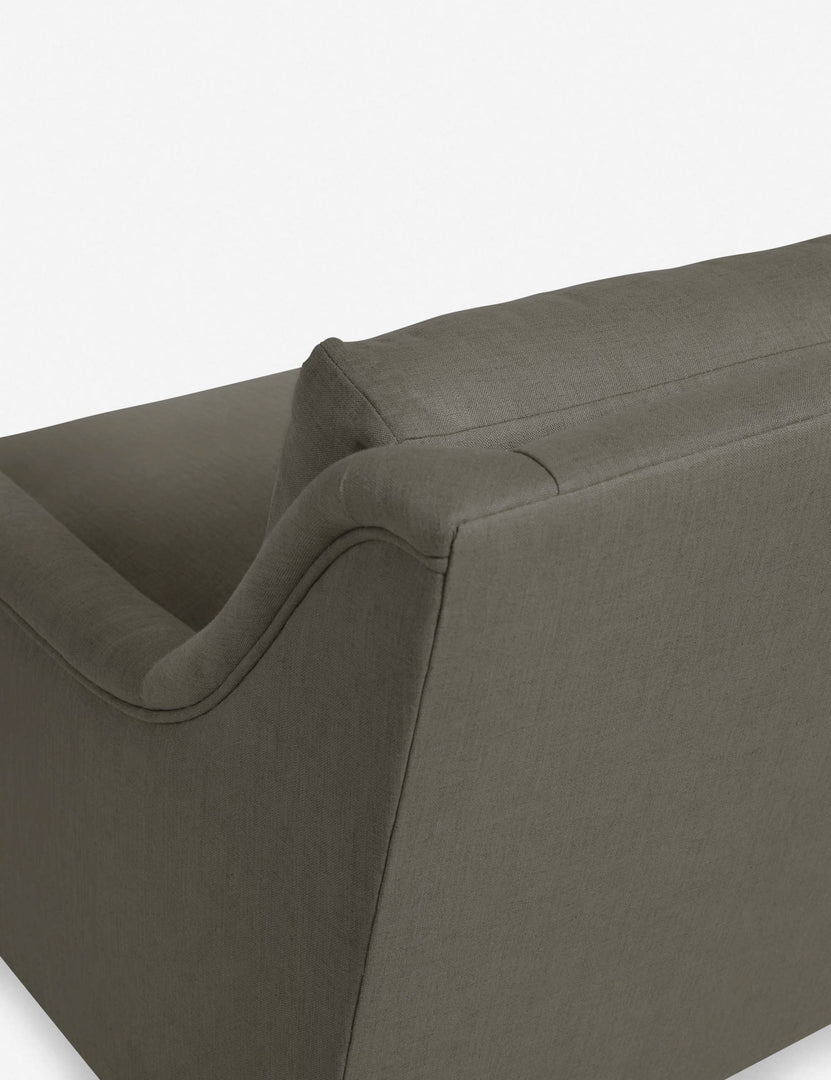 #size::72-W #size:84-W #color::loden #size::96-W | Back corner of the Rivington Loden Gray Linen sofa