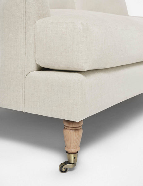 #size::72-W #size:84-W #color::natural #size::96-W | Wheeled legs on the Rivington Natural Linen sofa