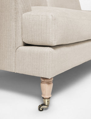 Wheeled legs on the Rivington Stripe Linen sofa