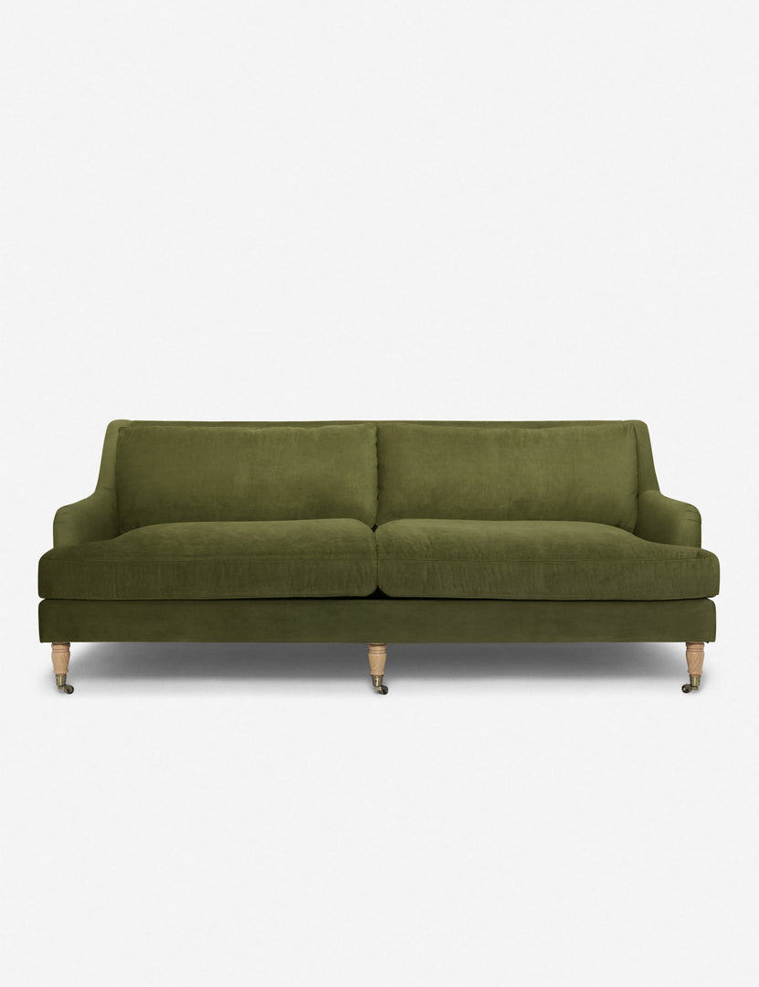 #size::72-W #size:84-W #color::jade #size::96-W | Rivington Jade Green Velvet sofa with low, sloping arms by Ginny Macdonald
