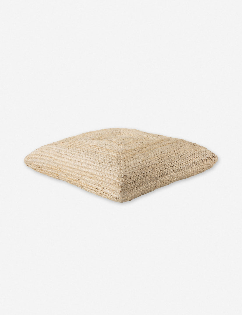 #color::ivory | Angled view of the Candess ivory bohemian style jute Floor Pillow