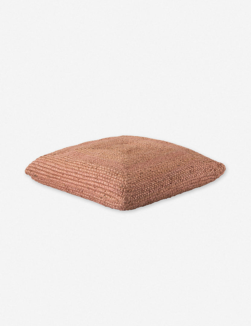 #color::pink | Angled view of the Candess pink bohemian style jute Floor Pillow