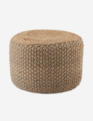Vela gray-beige all-natural jute and cotton textural pouf