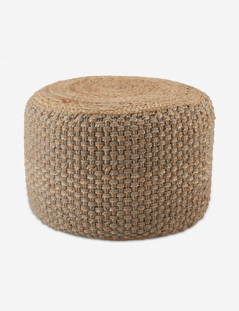 #color::gray-beige | Vela gray-beige all-natural jute and cotton textural pouf