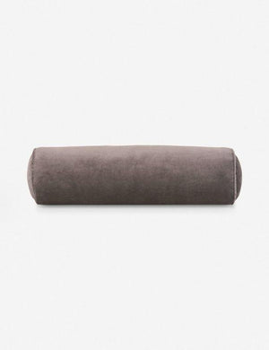 Sabine warm gray velvet cylindrical bolster pillow
