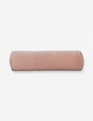Sabine blush pink velvet cylindrical bolster pillow
